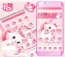 Pink Cute Kitty Cat Cartoon Theme capture d'écran 2