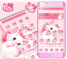 Pink Cute Kitty Cat Cartoon Theme ảnh chụp màn hình 2