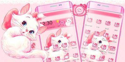 Pink Cute Kitty Cat Cartoon Theme capture d'écran 3