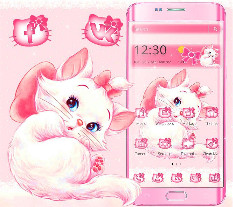 Pink Cute Kitty Cat Cartoon Theme APK for Android Download