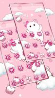 Pink Cute Cloud.Cat Theme screenshot 1