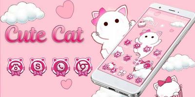 Pink Cute Cloud.Cat Theme screenshot 3