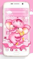 Cute Pink Cartoon Lovely Elephant poster