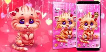 Pink Cute Lovely Cat Theme