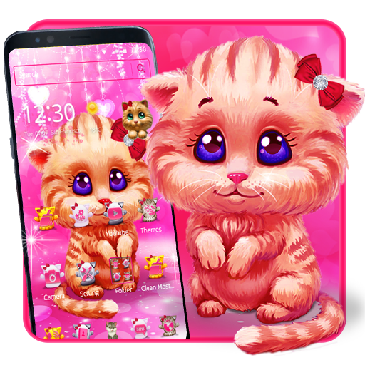 Pink Cute Lovely Cat Theme
