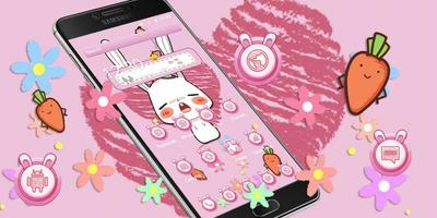 Pink Cute Cartoon Rabbit Theme capture d'écran 3