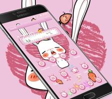Pink Cute Cartoon Rabbit Theme Affiche