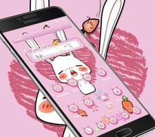 Pink Cute Cartoon Rabbit Theme 海报