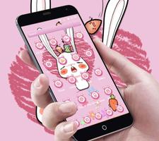 Pink Cute Cartoon Rabbit Theme 截图 1