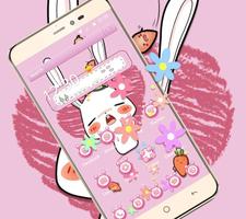 Pink Cute Cartoon Rabbit Theme capture d'écran 2