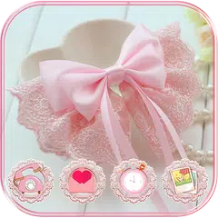 ピンクのレースのリボンのテーマ Pink Lace Ribbon アプリダウンロード