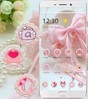 Pink renda pita tema Pink Lace Ribbon screenshot 2
