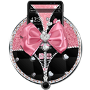 Pink Black Diamond Bow Zipper Theme APK