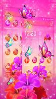 Pink Butterfly Flower Theme screenshot 2