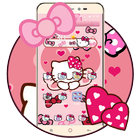 Pink Bowknot Princess Kitty Theme أيقونة