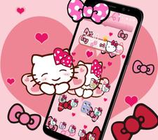 Pink Bowknot Princess Kitty Theme الملصق