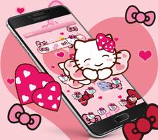 برنامه‌نما Pink Bowknot Princess Kitty Theme عکس از صفحه