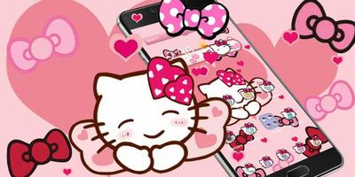 برنامه‌نما Pink Bowknot Princess Kitty Theme عکس از صفحه