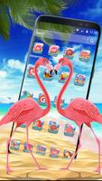 Pink Flamingo Beach Theme تصوير الشاشة 1
