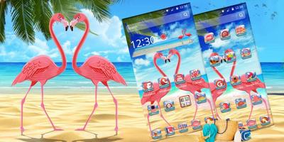 Pink Flamingo Beach Theme تصوير الشاشة 3