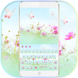 الوردي الزهور لوحة المفاتيح موضوع Pink Flowers أيقونة