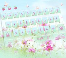 Pink Flowers Keyboard Theme poster