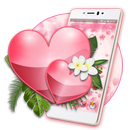 Rosa Blumen-Liebes-Herz-Thema APK