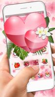 Pink Flower Love Heart Theme Affiche