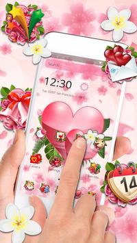 Pink Flower Love Heart Theme screenshot 2
