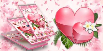 Pink Flower Love Heart Theme capture d'écran 3