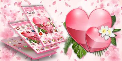 Pink Flower Love Heart Theme syot layar 3