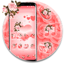 Rosa Blumen-Liebes-Herz-Thema APK