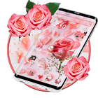 Розовая свежая роза иконка