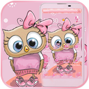 Cartoon Pink Bow Owl Theme APK