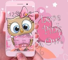 Cartoon Pink Bow Owl Theme โปสเตอร์