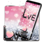 Pink Love Heart Diamond Glitter Theme icône