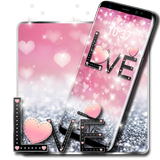 Pink Love Heart Diamond Glitter Theme أيقونة