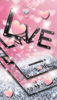 Pink Love Heart Diamond Glitter Theme 截圖 1