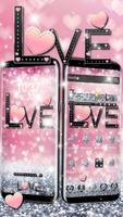 Pink Love Heart Diamond Glitter Theme capture d'écran 2