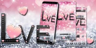 Pink Love Heart Diamond Glitter Theme 截圖 3