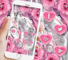 Pink Rose Love Diamond Theme پوسٹر