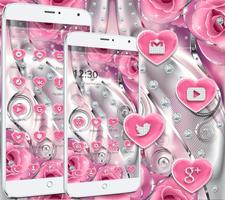 ارتفع الوردي الماس الحب الموضوع Pink rose love تصوير الشاشة 1