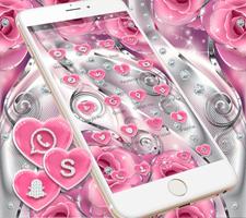 粉色愛心鑽石主題 粉紅玫瑰花壁紙+鑽石愛心圖示 截圖 2