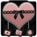 Pink Lace Heart Glass Theme APK