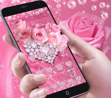 Pink Diamond Valentines Day Rose Theme الملصق