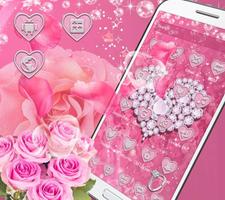 Pink Diamond Valentines Day Rose Theme ảnh chụp màn hình 2