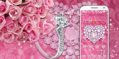 Pink Diamond Valentines Day Rose Theme ảnh chụp màn hình 3