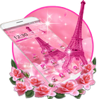 Pink Paris Eiffel Tower Theme ikona
