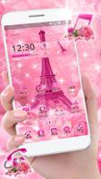 Pink Paris Eiffel Tower Theme постер
