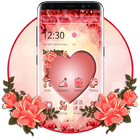 Pink Peach Heart Love Theme icône